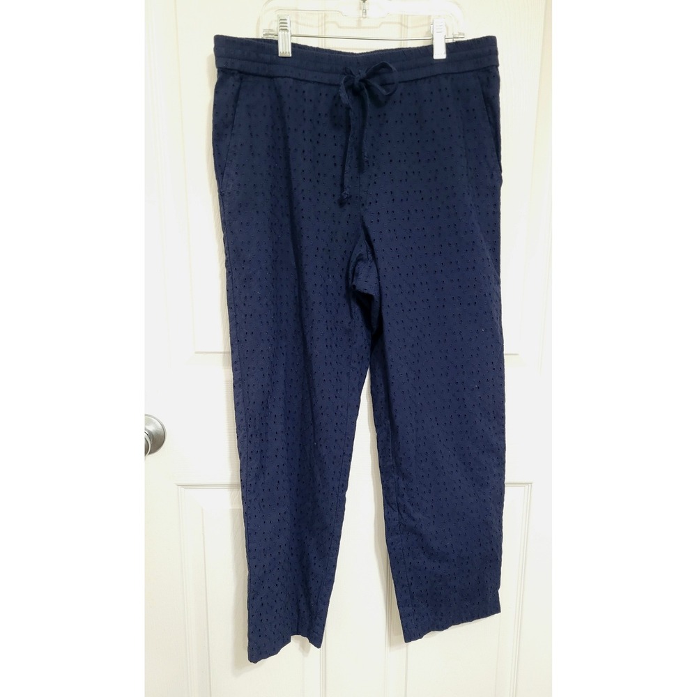 J. Crew Mercantile Navy Blue Eyelet Cotton Pull On Pants Size Small